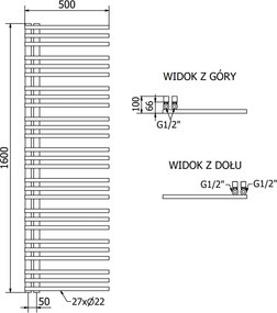 Mexen Neptun, vykurovacie teleso 1600 x 500 mm, 662 W, čierna, W101-1600-500-00-70