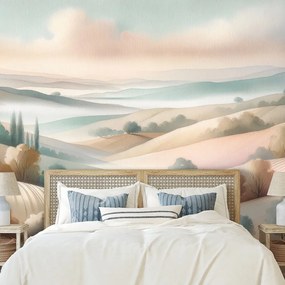 Fototapeta pastelová krajina s jemnými kopčekmi