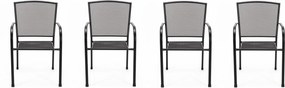 Kovová záhradná stolička 4 ks RIVER, čierna