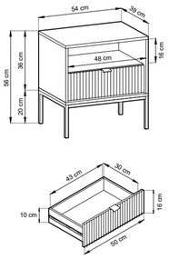 NOČNÝ STOLÍK VIGGO BIELY + ČIERNY PODSTAVEC