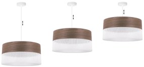 Závesné svietidlo Wood, 1x hnedá orechová dýha/biele PVC tienidlo, (fi 44cm)