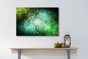 Obraz Mandala s galaktickým pozadím v odtieňoch zelenej - 120x80
