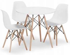 Jedálenský stôl TODI biely 80 cm s tromi stoličkami OSAKA biele