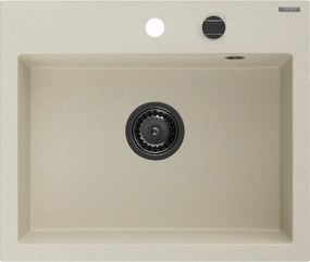 Mexen Oscar, 1-komorový granitový drez 580x490x205 mm, béžová, 6519581000-69-B