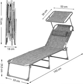 Skladacie lehátko so strieškou, nosnosť do 150 kg, farba greige