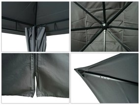 Pergola HWC-J63 so strechou a bočnou stenou 3x3m - antracit