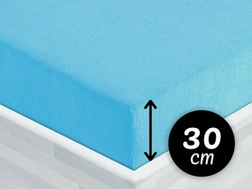 Froté napínacie prestieradlo na vysoký matrac FR-017 Azúrovo modré 180 x 200 - výška 30 cm