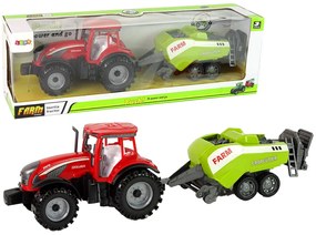 Lean Toys Červený traktor so sejačkou – trecí pohon