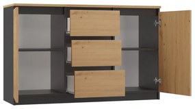 Set 2x kombinovaná komoda TOOMAS - dub artisan / antracitový