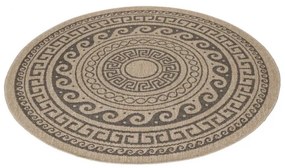 Šnúrkový koberec Comilla ornament béž-antracit, kruh