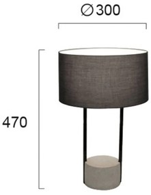 Stolná lampa Allegro s textilným tienidlom, sivá