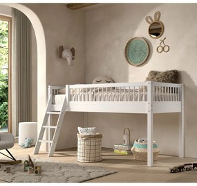 Biela vyvýšená detská posteľ z bukového dreva 90x200 cm Forrest – Vipack