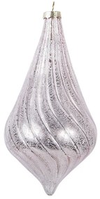 Ružová sklenená vianočná ozdoba banka - Ø 8*17 cm