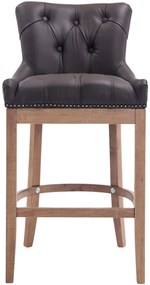 Barová stolička Buckingham - koža, drevené nohy svetlá antik - Hnedá