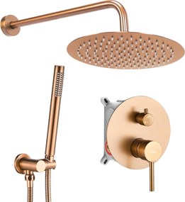 Rea Lungo, sprchový set pod omietku s dažďovou hlavovou a ručnou sprchou, medená matná, REA-P8809