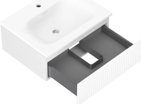 Mexen Rivel, kúpeľňová skrinka 60 cm s umývadlom Vela, 1 zásuvka, drážkovaná, biela matná, 91A20-06023-1-BF01-W23M01