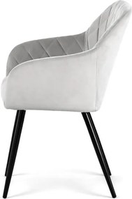 Sada šiestich jedálenských stoličiek VELTO zamatové, sivé / čierne nohy (6 ks)