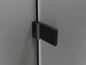 Mexen Lunar-B, výklopný sprchový kút ľavý 70 x 70 cm, 8mm číre sklo, čierny profil, 832-070-70-00-L