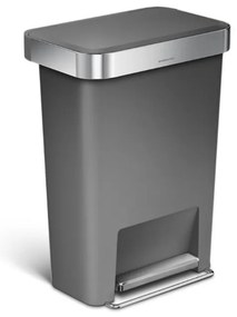 Obdĺžnikový pedálový kôš 45 l, šedý plast/nerez, sivá
