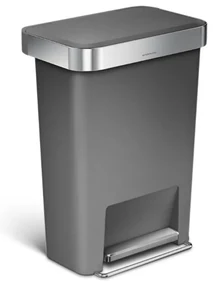 Obdĺžnikový pedálový kôš 45 l, šedý plast/nerez, sivá