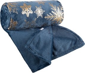 VIANOČNÁ FLEECOVÁ DEKA JOY3 150X200 CM TMAVOMODRÁ