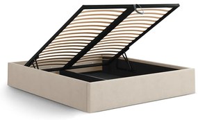 Svetlohnedá čalúnená dvojlôžková posteľ s úložným priestorom/bez čela s roštom 180x200 cm Susan – Micadoni