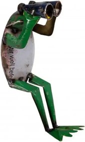 Kovová žaba s ďalekohľadom v štýle upcycle 130x90x250