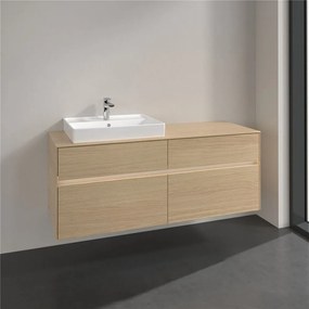 VILLEROY &amp; BOCH Collaro závesná skrinka pod umývadlo na dosku (umývadlo vľavo), 4 zásuvky, s LED osvetlením, 1400 x 500 x 548 mm, Nordic Oak, C085B0VJ