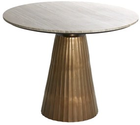 Okrúhly jedálenský stôl v bronzovej a prírodnej farbe s doskou v dekore mramoru ø 100 cm Rianne – Light &amp; Living