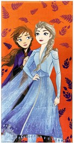 Bavlnená plážová osuška Ľadové kráľovstvo - Frozen - motív Anna a Elsa - 100% bavlna s gramážou 320 g/m² - 70 x 140 cm
