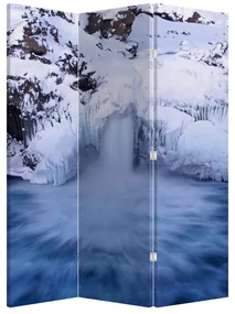 Paraván - Vodopád v zime (126x170 cm)