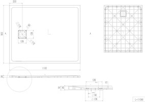 Erga Hyper, SMC sprchová vanička 110x90x2,6 cm + sifón, biela matná, ERG-V06-SMC-9011S-WH