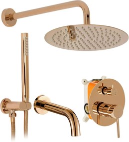 Rea Lungo, podomietková sprchová súprava s vaňovou výlevkou + box, medená lesklá, REA-P7998