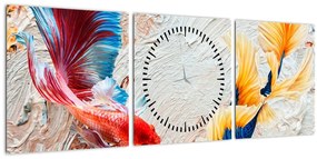 Obraz - Ryby bojovníčky (s hodinami) (90x30 cm)