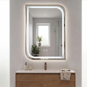Rea Zone, LED zrkadlo, 50x70 cm, zlatá matná, HOM-00303