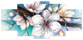 Gario Ručne maľovaný obraz Púčiky višne - 5 dielny Rozmery: 150 x 70 cm