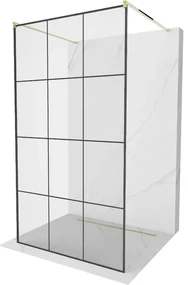Mexen Kioto voľne stojaca sprchová stena 110 x 200 cm, transparentnéné/čierny vzor 8 mm, zlatá - 800-110-002-50-77