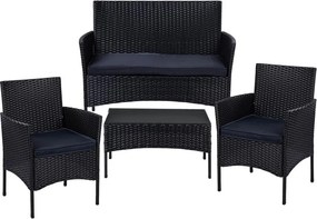 Záhradná zostava 2+1+1 THASOS, čierna