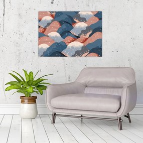 Sklenený obraz - Japonské vlny (70x50 cm)