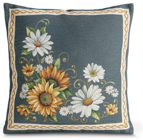 GOBELÍNOVÁ DEKORAČNÁ OBLIEČKA NA VANKÚŠ NIEB 45X45 CM KVETY