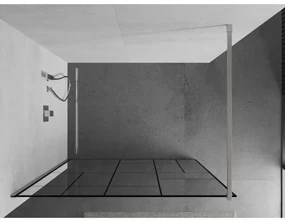 Mexen Kioto, sprchová zástena Walk-In 70 x 200 cm, 8mm číre sklo čierny vzor, brúsená oceľ profil, 800-070-101-97-78