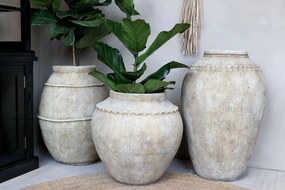 Béžová antik dekoračná terakotová váza Lourdes - Ø 52*72 cm