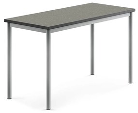 Stôl SONITUS, 1200x600x720 mm, linoleum - tmavošedá, strieborná