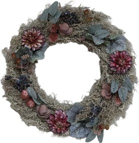 Jesenný dekoratívny veniec s trávou a kvetmi Fleuria - Ø 46*8 cm