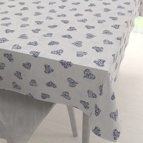 Biante Dekoračný obdĺžnikový obrus Leona LN-135 Čierne srdiečka na režnom 120x200 cm