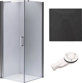 BPS-koupelny Štvorcový sprchový kút HYD-SK1190B 90x90 chróm/transparent + vanička HYD-SSV-RIKO čierna