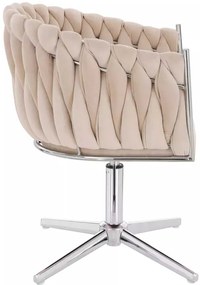 LuxuryForm DESIGN Stolička NORDEN VELUR na striebornom kríži - krémová