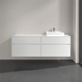 VILLEROY &amp; BOCH Collaro závesná skrinka pod umývadlo na dosku (umývadlo vpravo), 4 zásuvky, s LED osvetlením, 1600 x 500 x 548 mm, Glossy White, C079B0DH