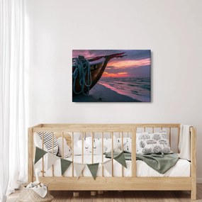 Obraz loďky na brehu (90x60 cm)