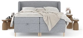 Sivá boxspring posteľ s úložným priestorom 200x200 cm Monpelli – Maison de Rêve